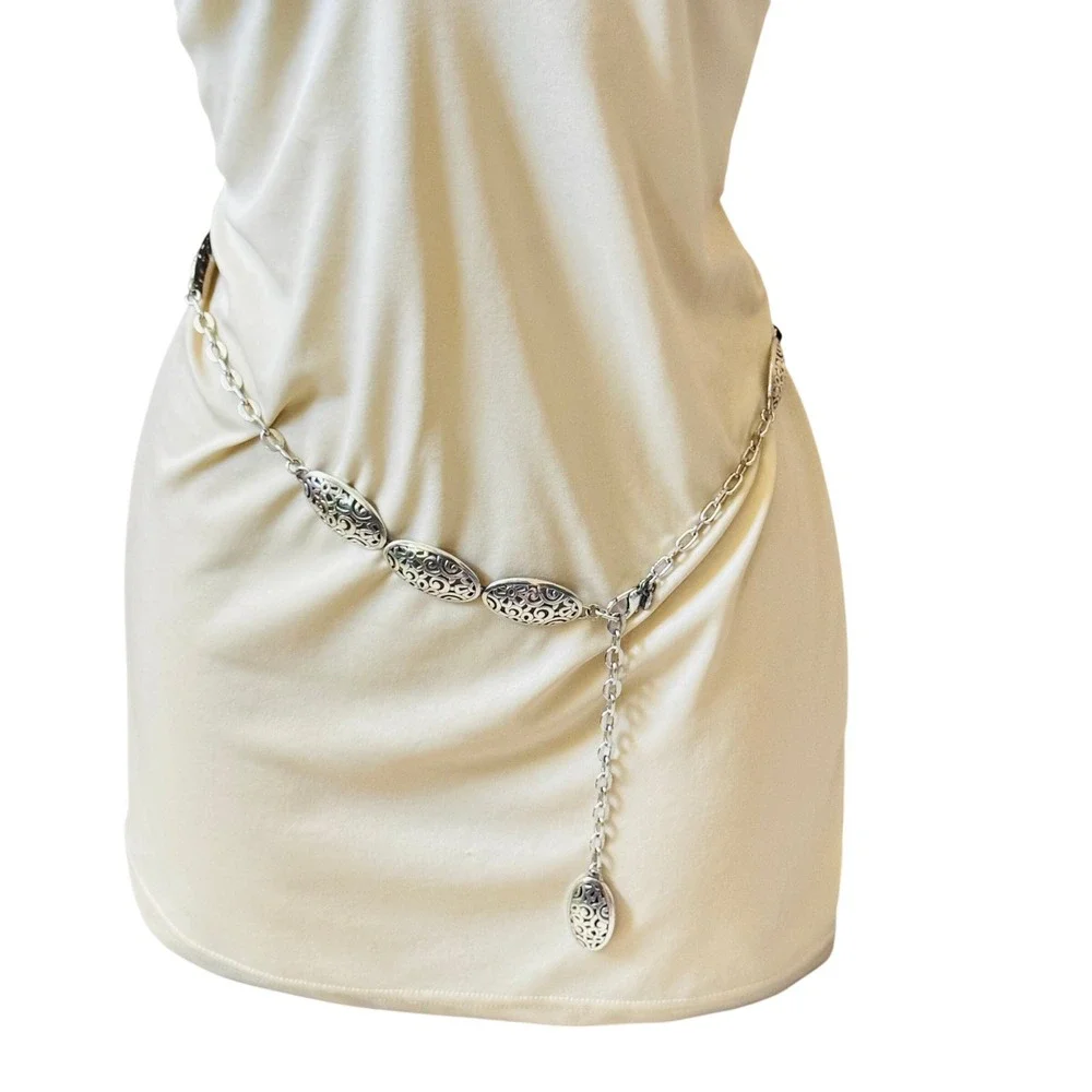 Brighton Western Style Chain Belt Necklace‎ Rare Silver Plated Long Large 40